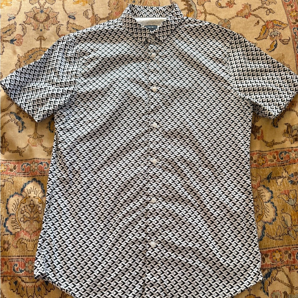 Armani Exchange Geometric Black and White Shirt